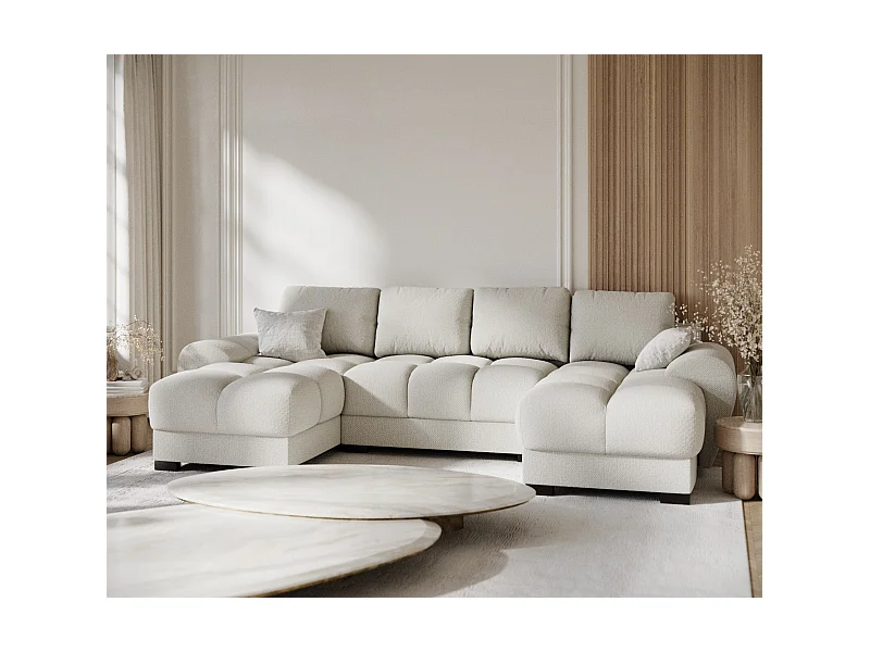 Panorama-Sofa aus Chenille-Stoff Peebles - Sechs-Personen - beige