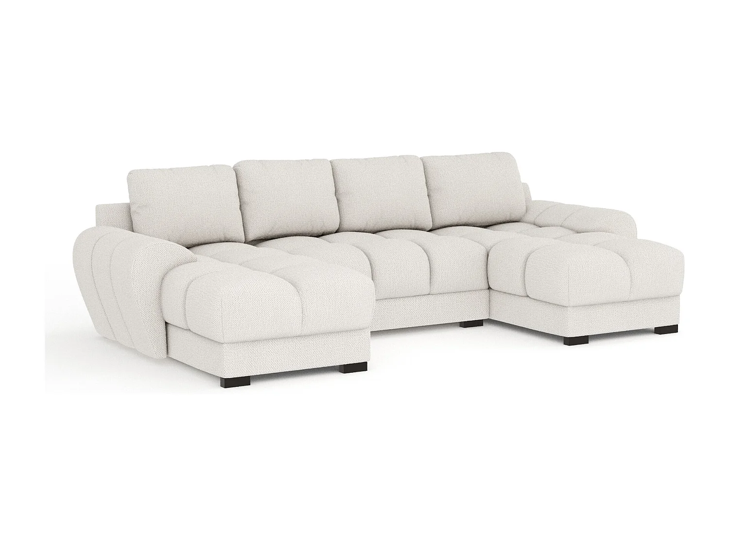 Canapé panoramique en tissu chenille Peebles - 6 places - beige