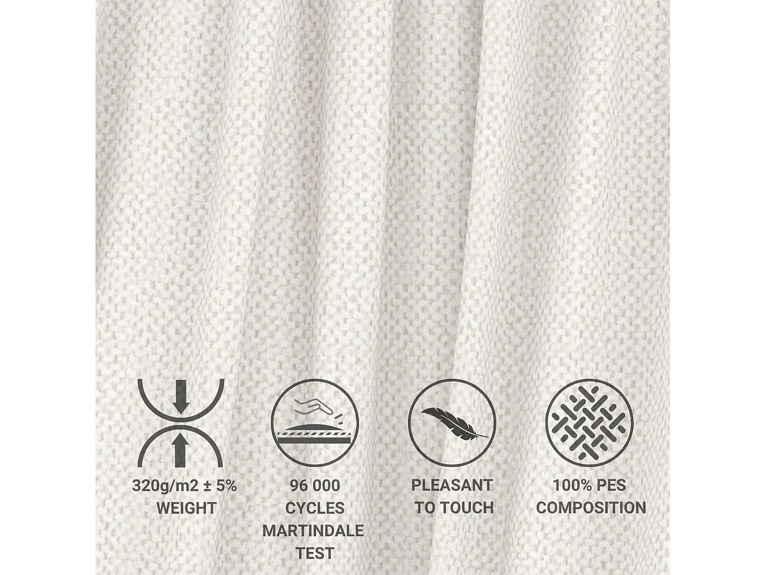 Canapé panoramique en tissu chenille Peebles - 6 places - beige