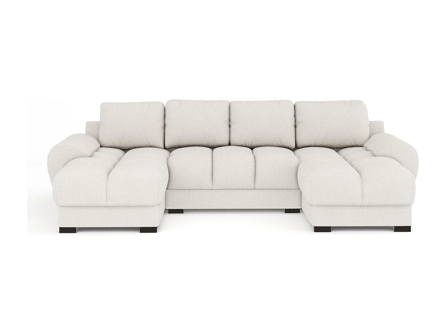 Canapé panoramique en tissu chenille Peebles - 6 places - beige