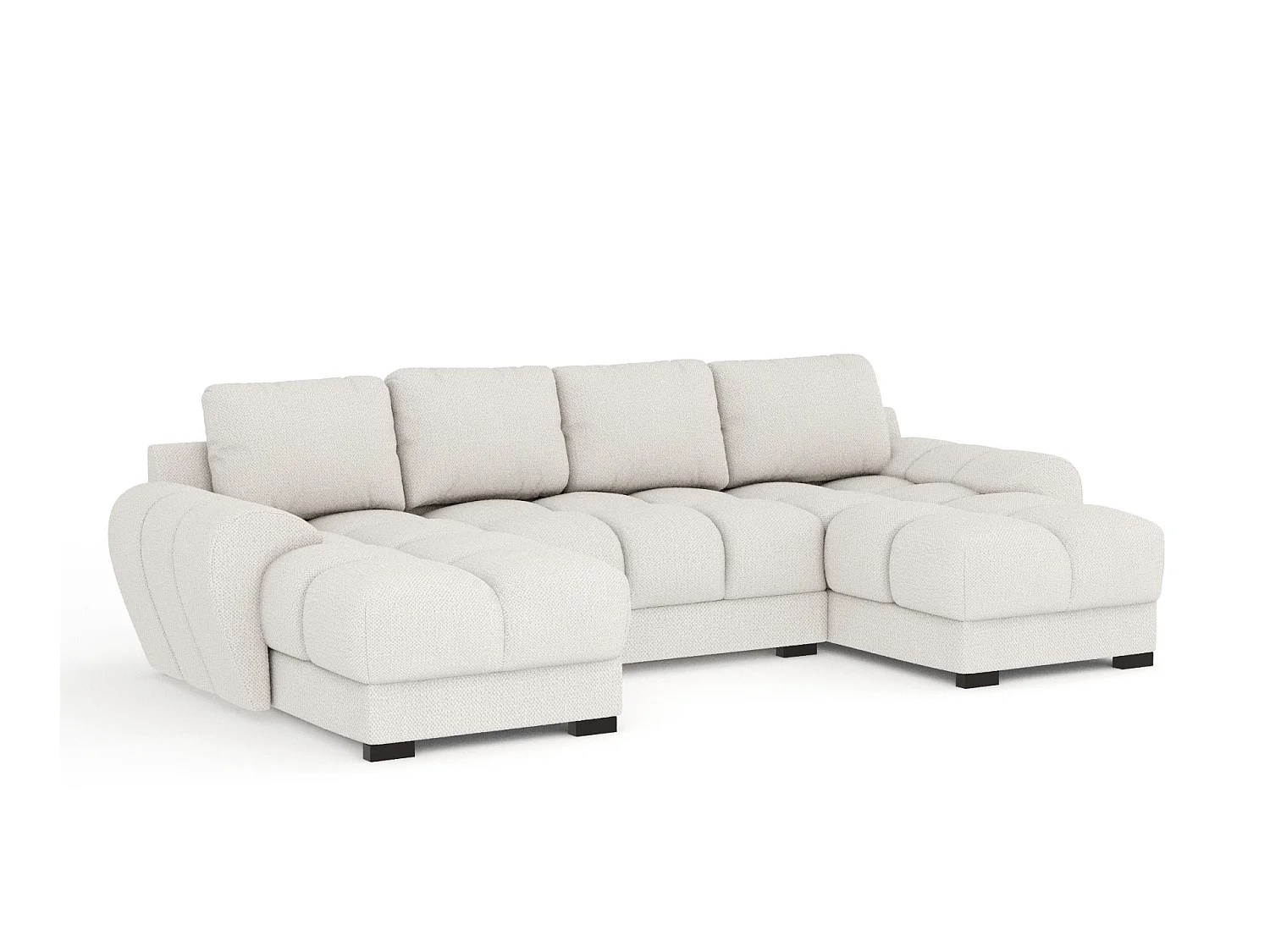 Canapé panoramique en tissu chenille Peebles - 6 places - beige