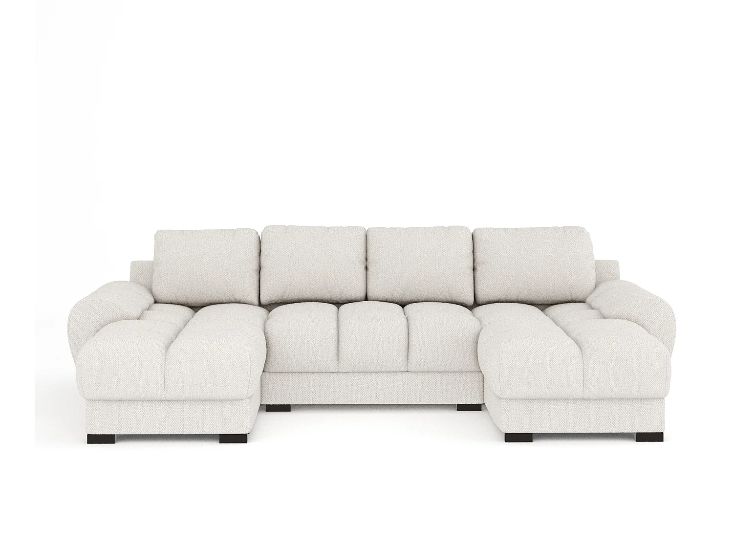 Canapé panoramique en tissu chenille Peebles - 6 places - beige