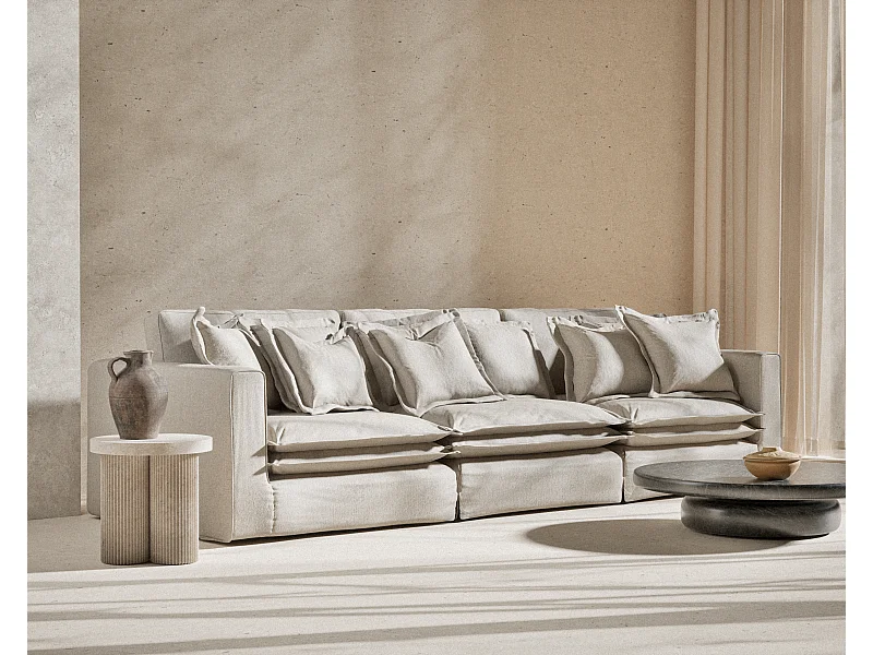 Sofa aus Webstoff Amalfi - Sechs-Personen - creme