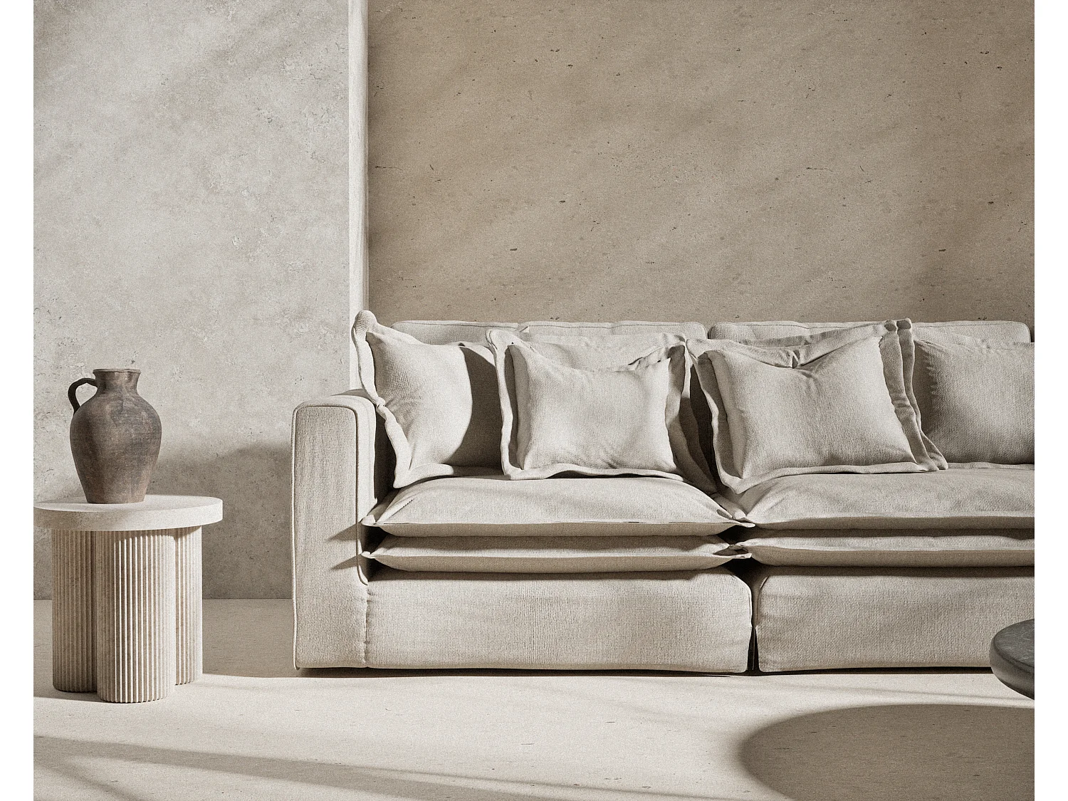 Canapé en toile tissée Amalfi - 6 places - creme