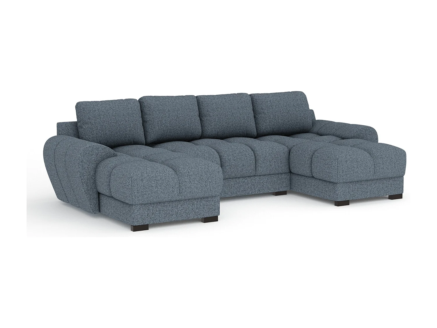 Canapé panoramique en toile tissée Peebles - 6 places - bleu foncé