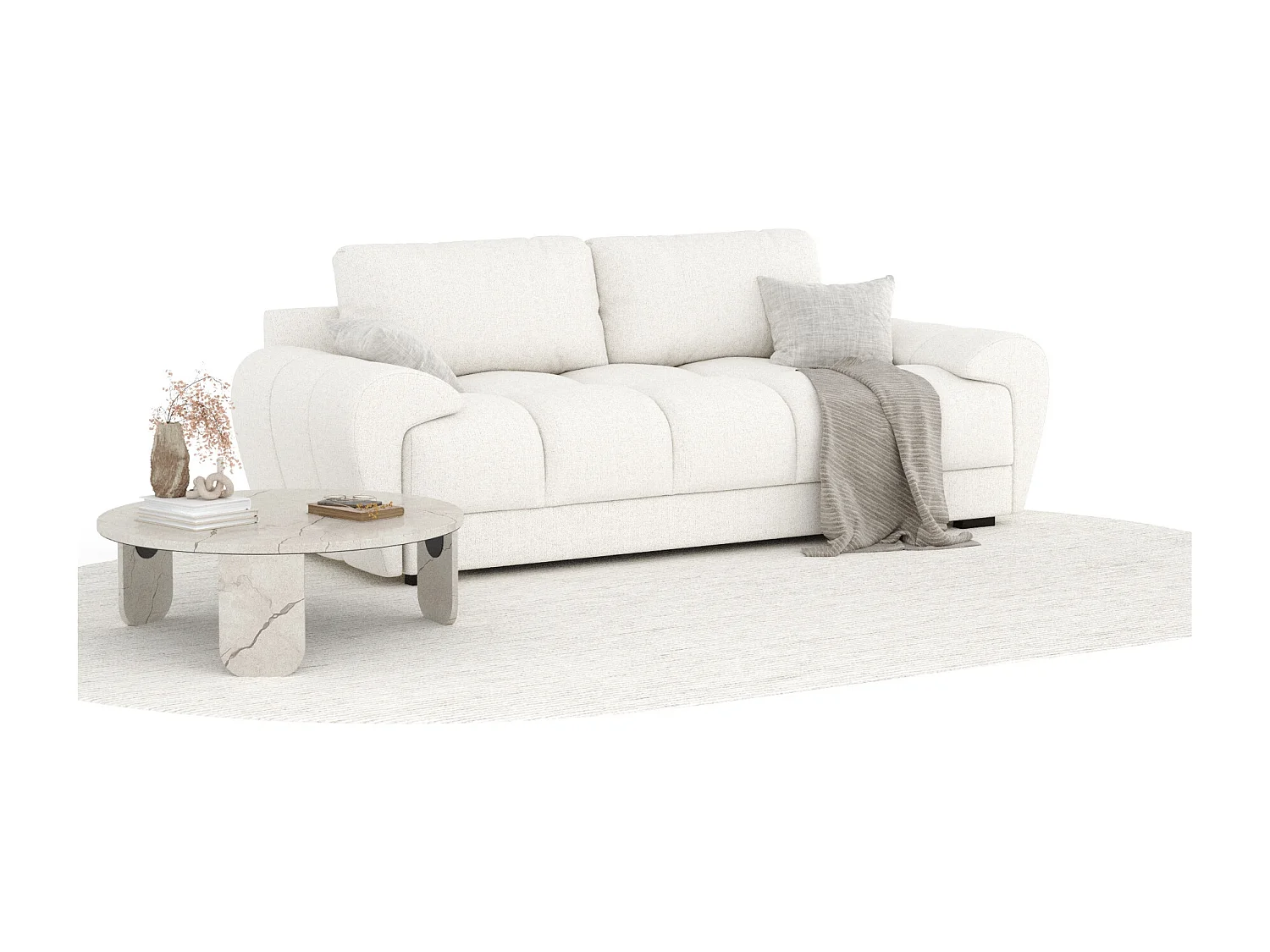 Canapé en toile tissée Peebles - 3 places - creme