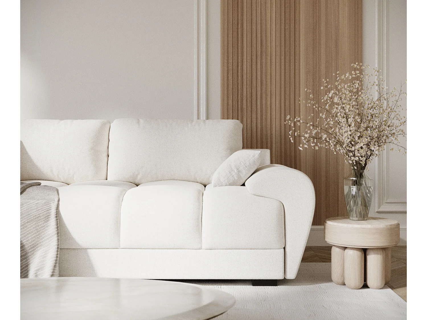 Canapé en toile tissée Peebles - 3 places - creme