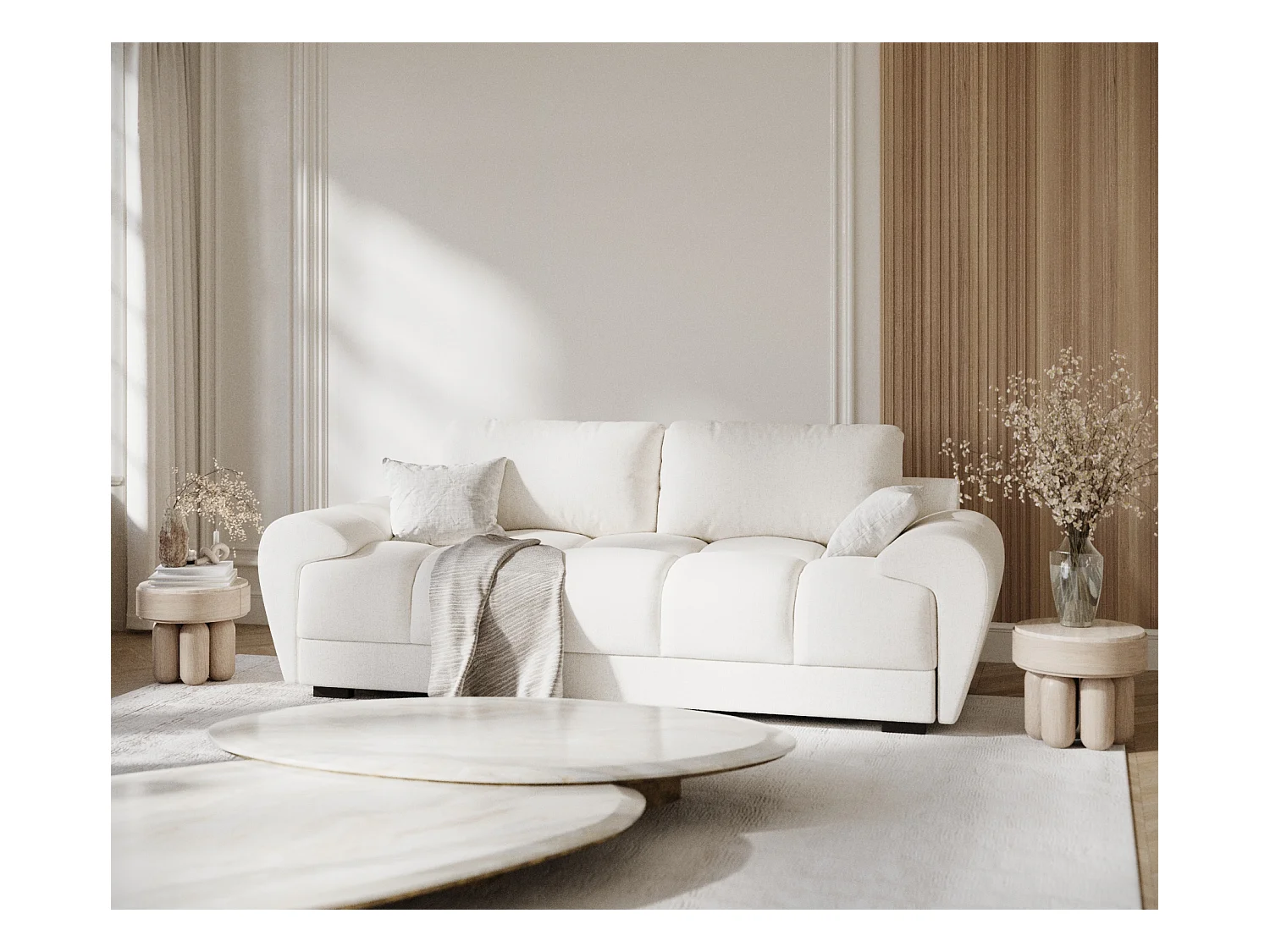 Sofa aus Webstoff Peebles - Drei-Personen - creme