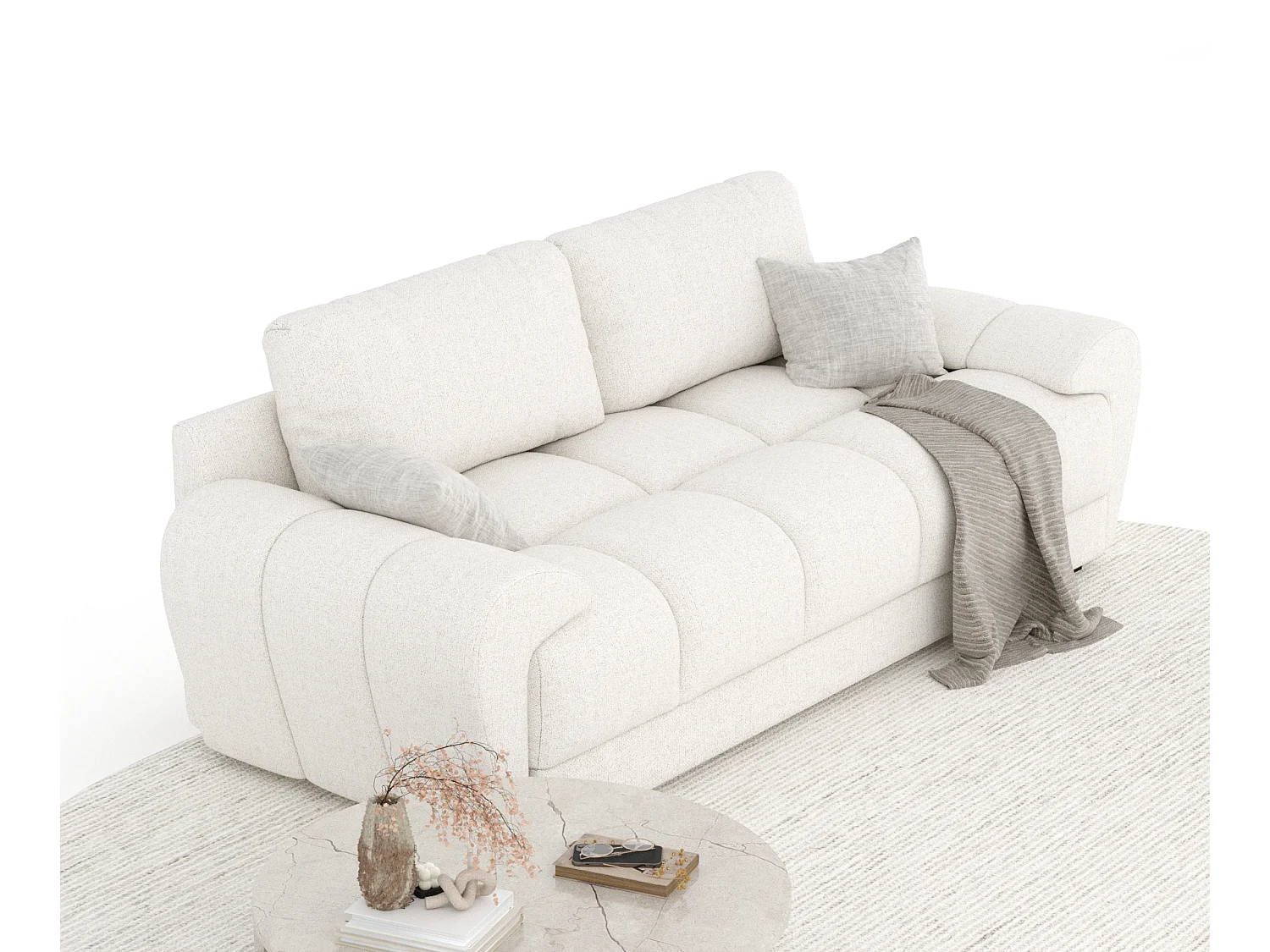 Canapé en toile tissée Peebles - 3 places - creme