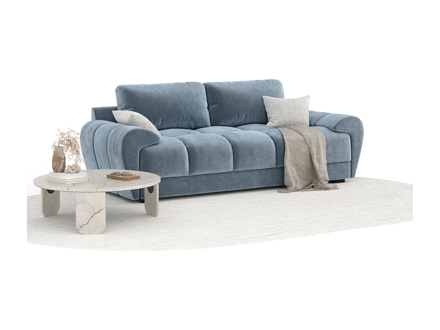 Canapé en tissu velours Peebles - 3 places - bleu
