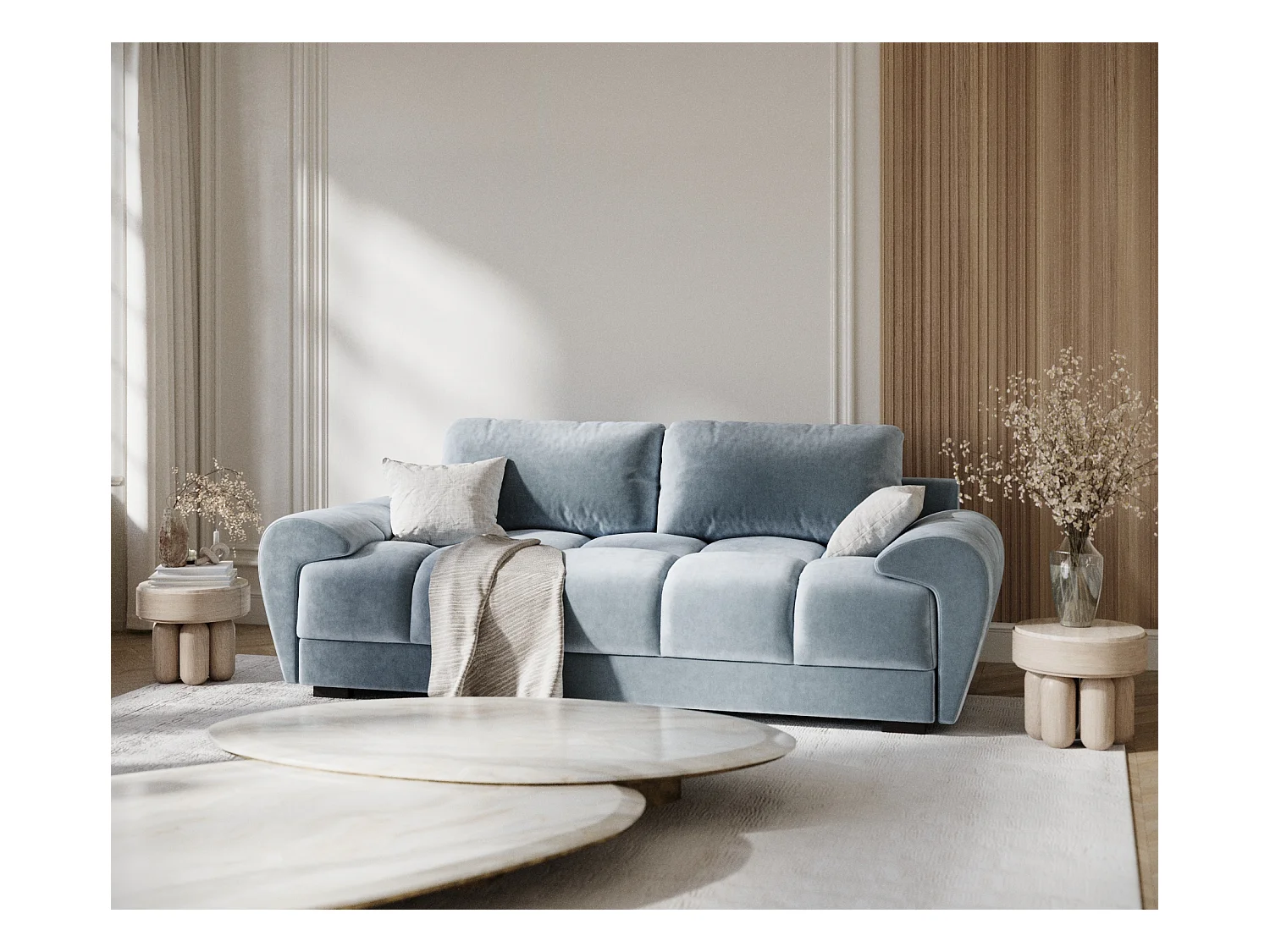Sofa aus Samtstoff Peebles - Drei-Personen - blau