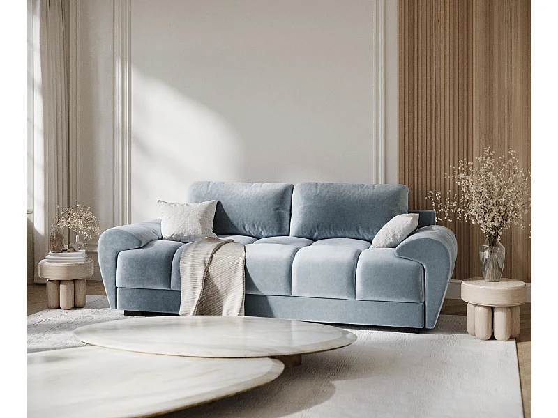 Bank van fluwelen stof Peebles - 3 plaatsen - blauw