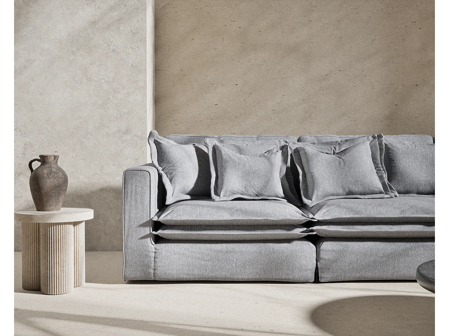 Canapé en toile tissée Amalfi - 6 places - gris