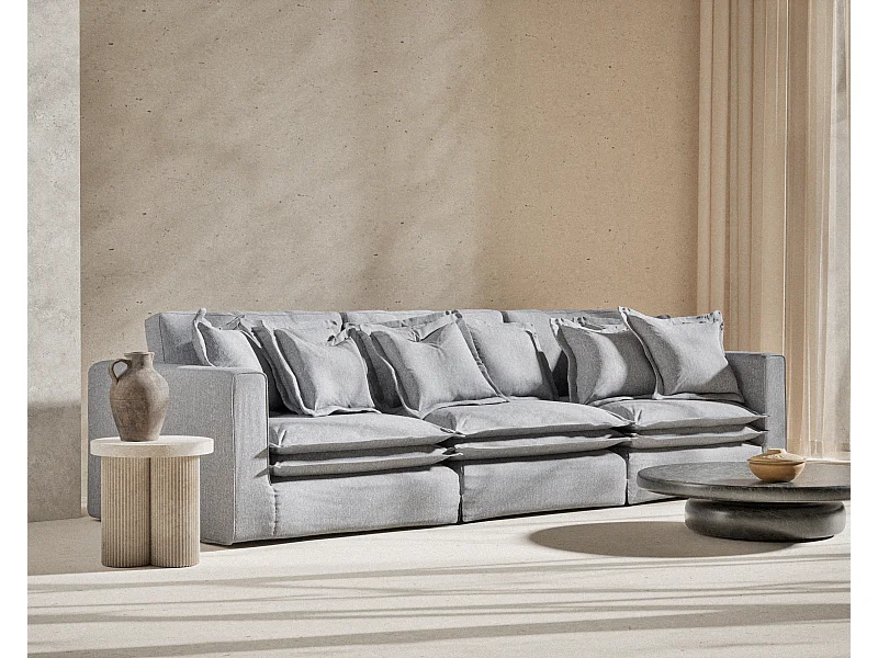 Sofa w tkaninie plecionej Amalfi - sześcioosobowa - szary