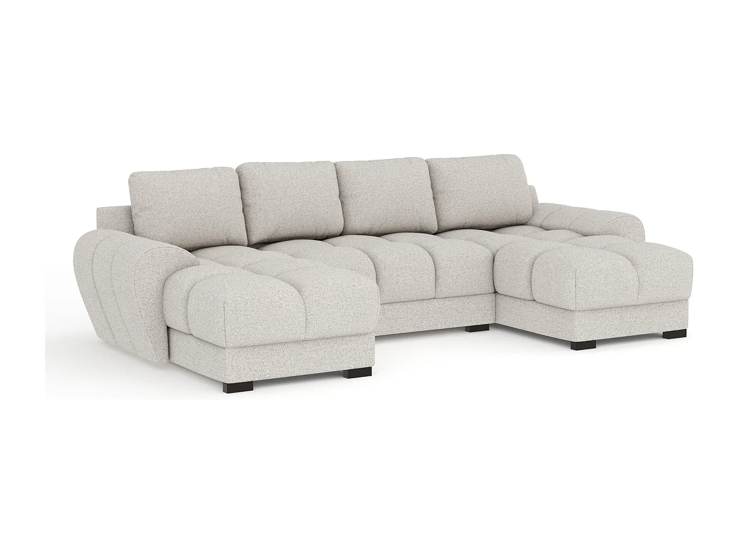 Canapé panoramique en toile tissée Peebles - 6 places - beige