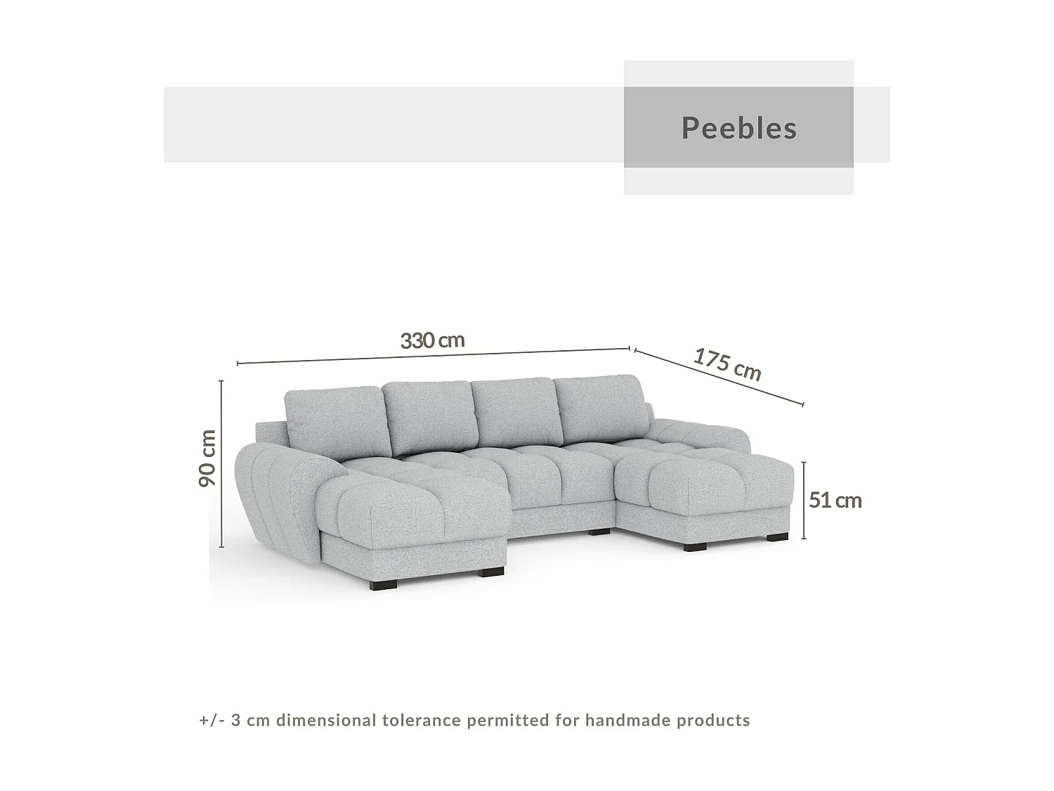 Canapé panoramique en toile tissée Peebles - 6 places - beige