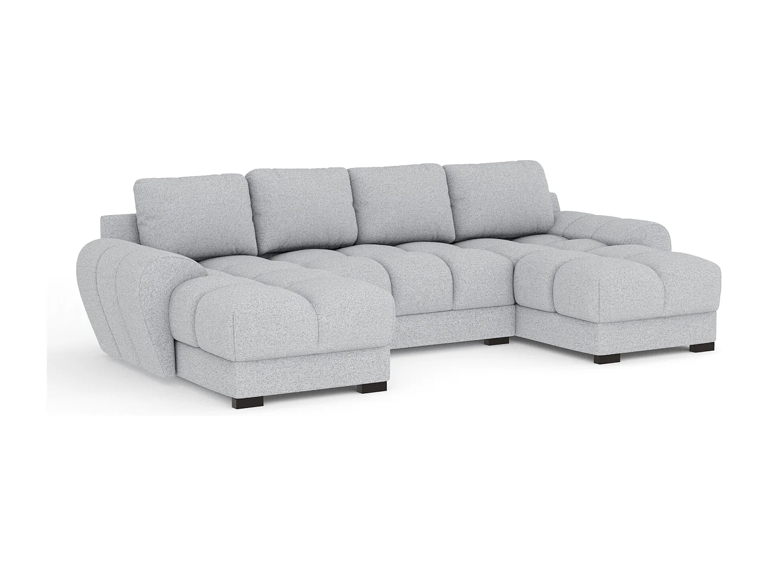 Canapé panoramique en toile tissée Peebles - 6 places - gris clair