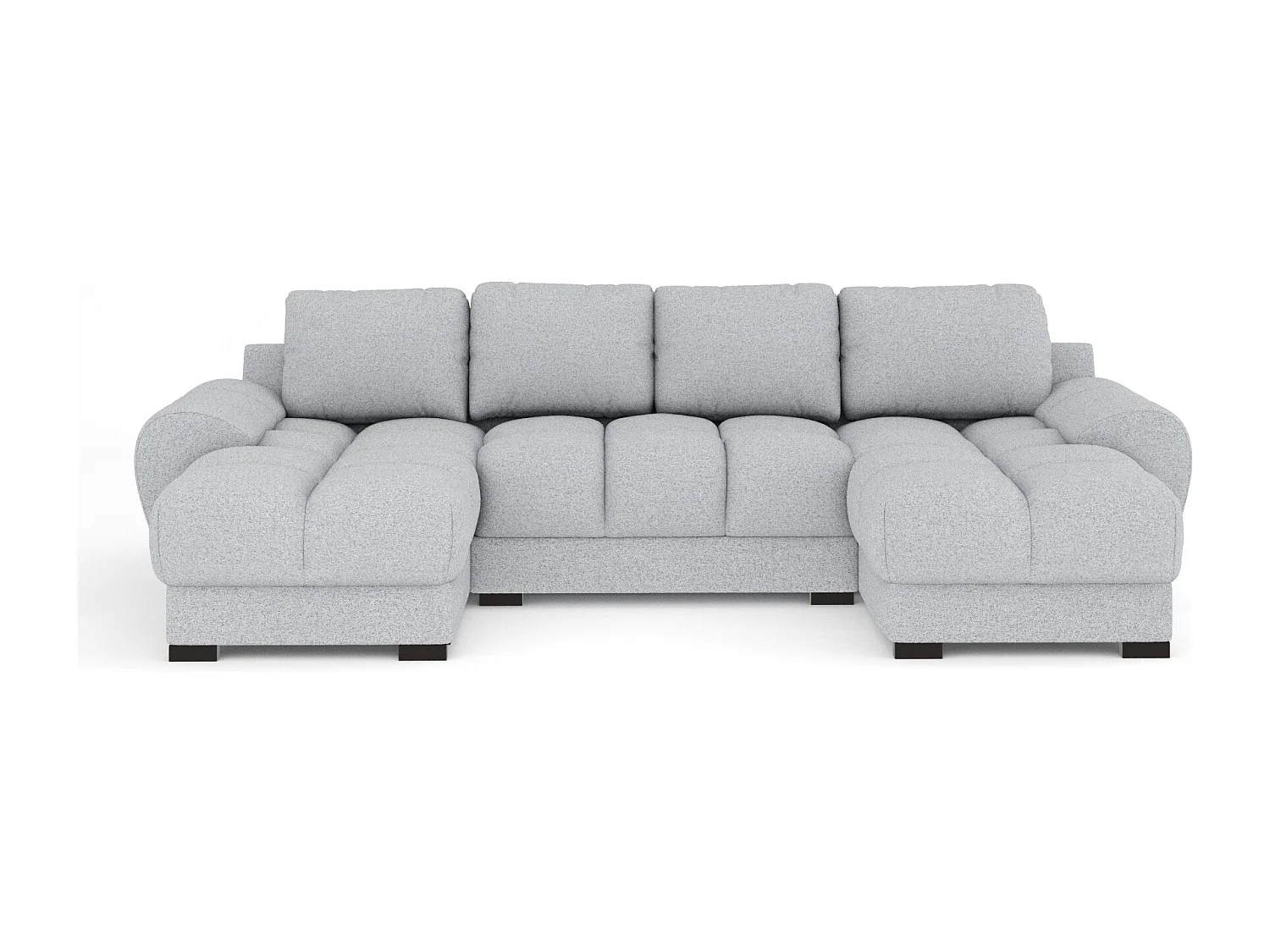 Canapé panoramique en toile tissée Peebles - 6 places - gris clair