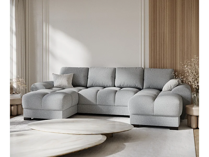 Panorama-Sofa aus Webstoff Peebles - Sechs-Personen - hellgrau