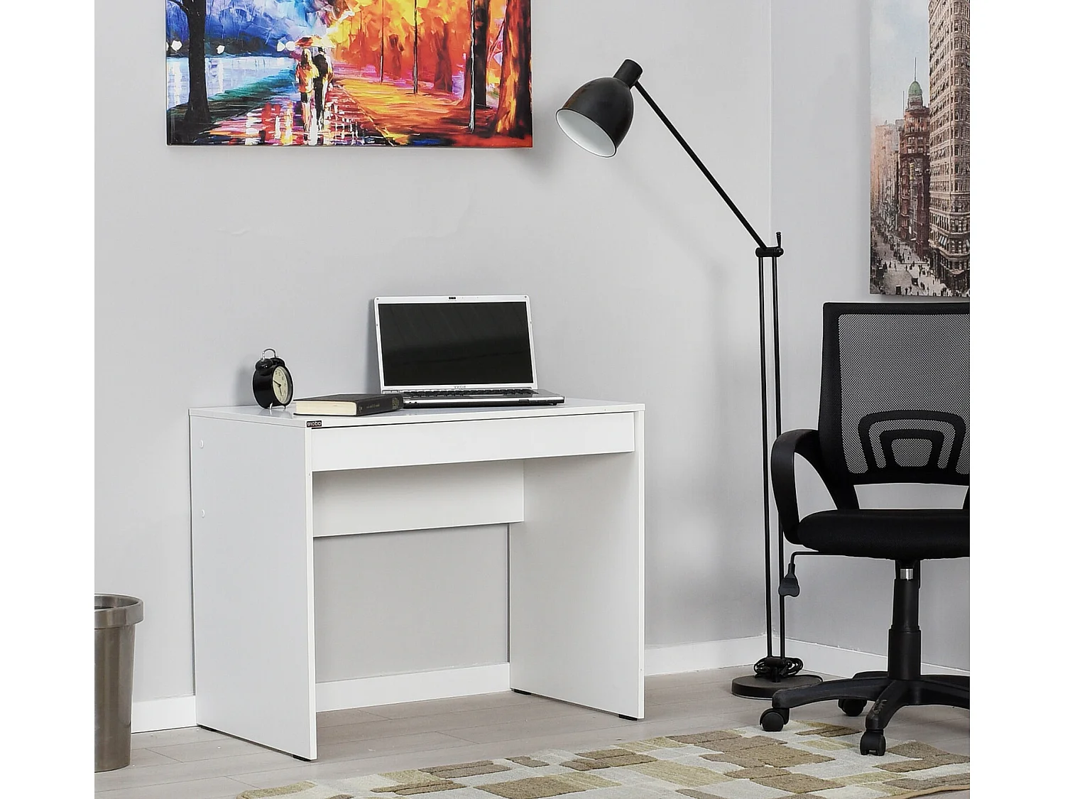 Mesa de oficina Kailua 579, Con cajones, Número de cajones: 1.00, 75x90x55cm, Blanco