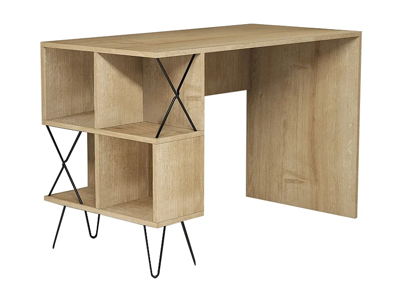 Secretária de Estudo Oslo - 120x60x78,8 cm - Carvalho e Preto - Estilo Moderno e Funcional