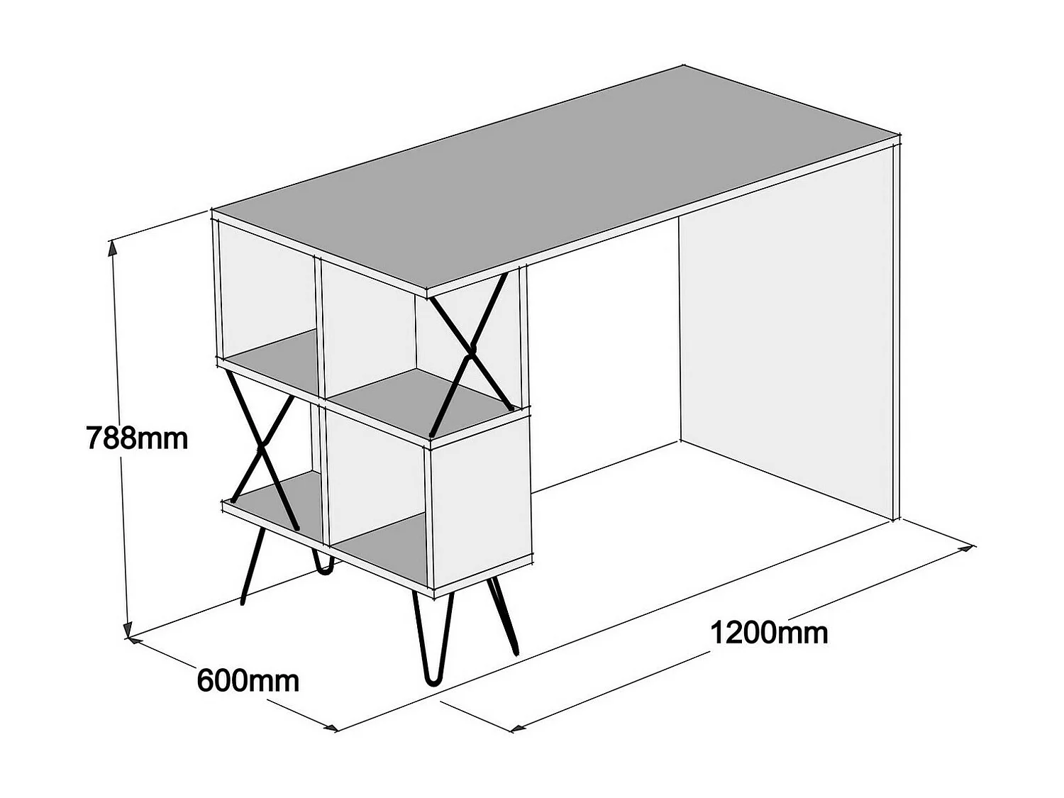 Secretária Moderna Oslo 120x60 cm – Design Funcional em Branco e Preto