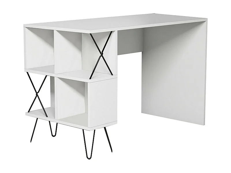 Secretária Moderna Oslo 120x60 cm – Design Funcional em Branco e Preto