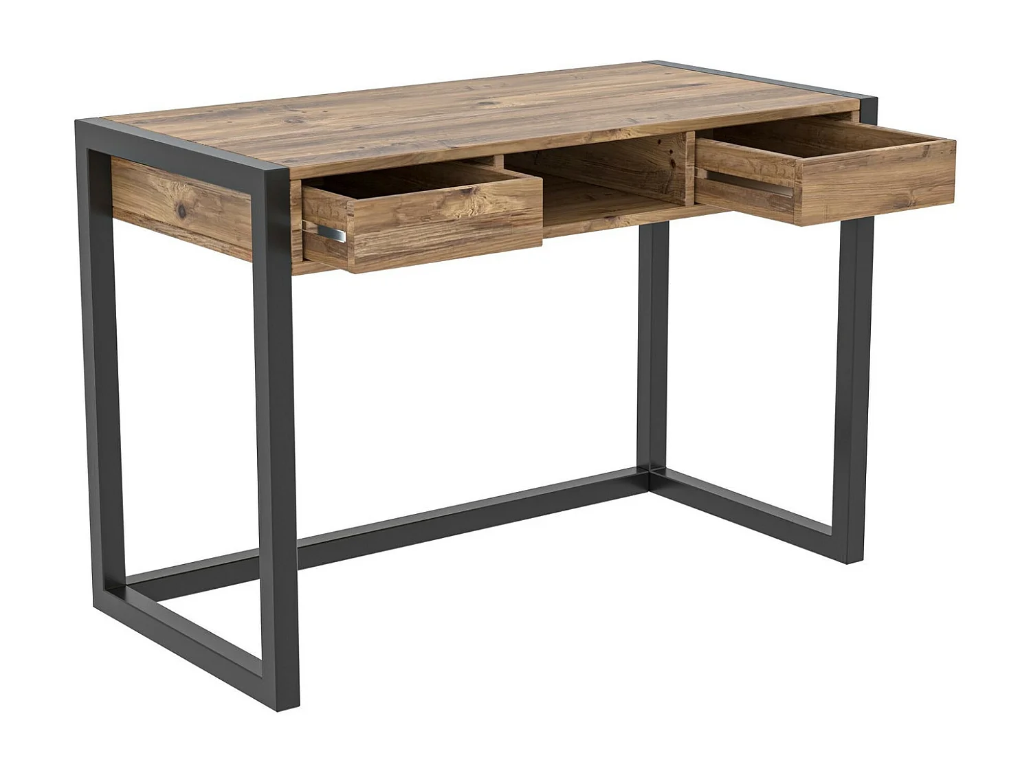 Mesa de oficina Kailua 711, Con cajones, Número de cajones: 2.00, 77x105x55cm, Pino|Negro