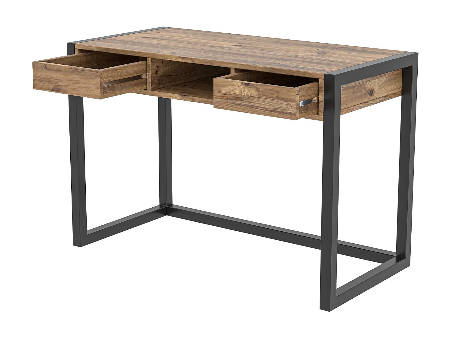 Mesa de oficina Kailua 711, Con cajones, Número de cajones: 2.00, 77x105x55cm, Pino|Negro