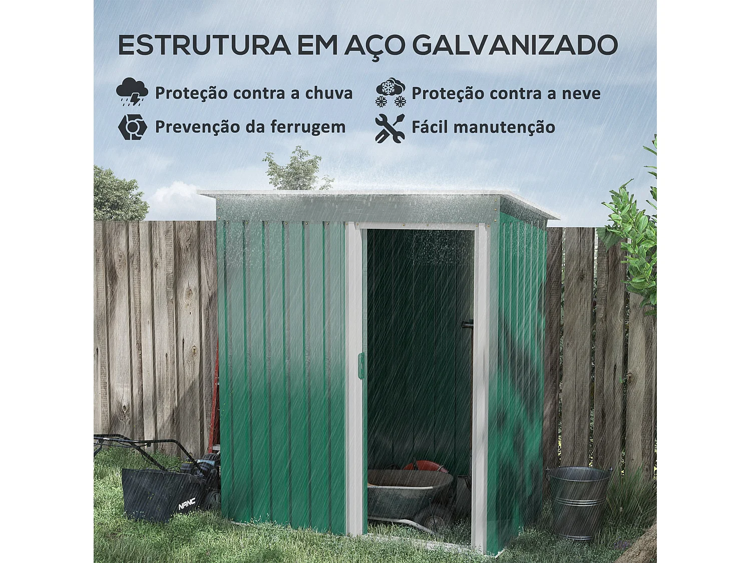 Abrigo de Jardim Metálico – 163x89x182 cm | 1,5 m² de Armazenamento