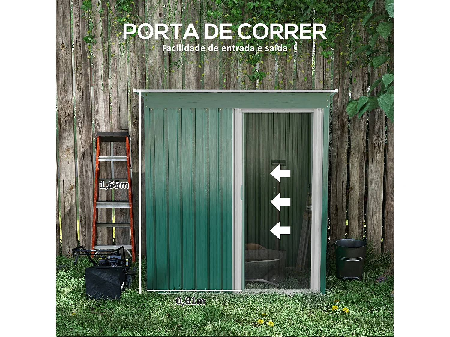 Abrigo de Jardim Metálico – 163x89x182 cm | 1,5 m² de Armazenamento