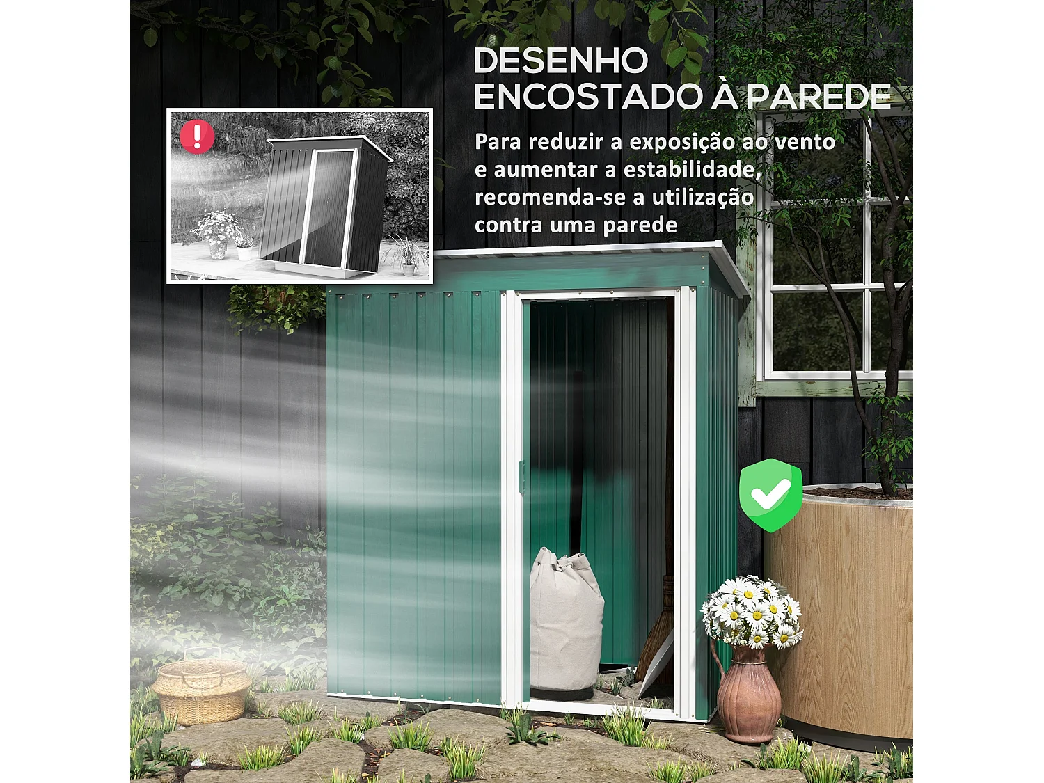 Abrigo de Jardim Metálico – 163x89x182 cm | 1,5 m² de Armazenamento