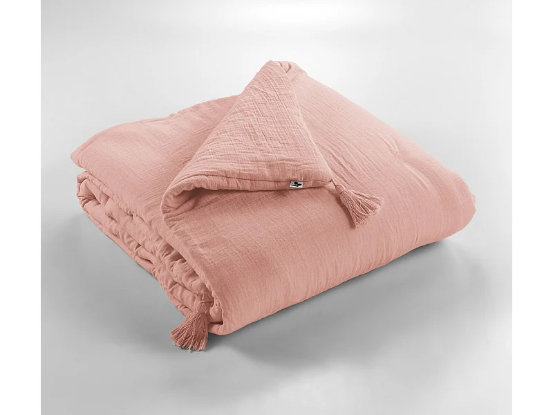 Edredon 150 x 150 cm GAÏA Rose pêche