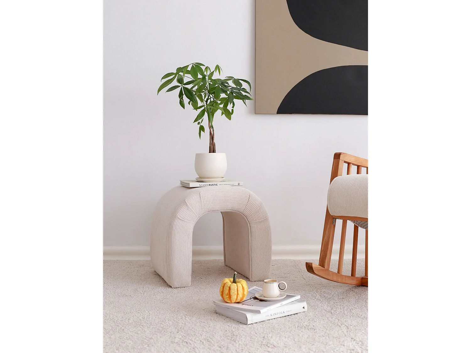 Puf Altadena 572, Blanco, 45x46x51cm, Tapiz