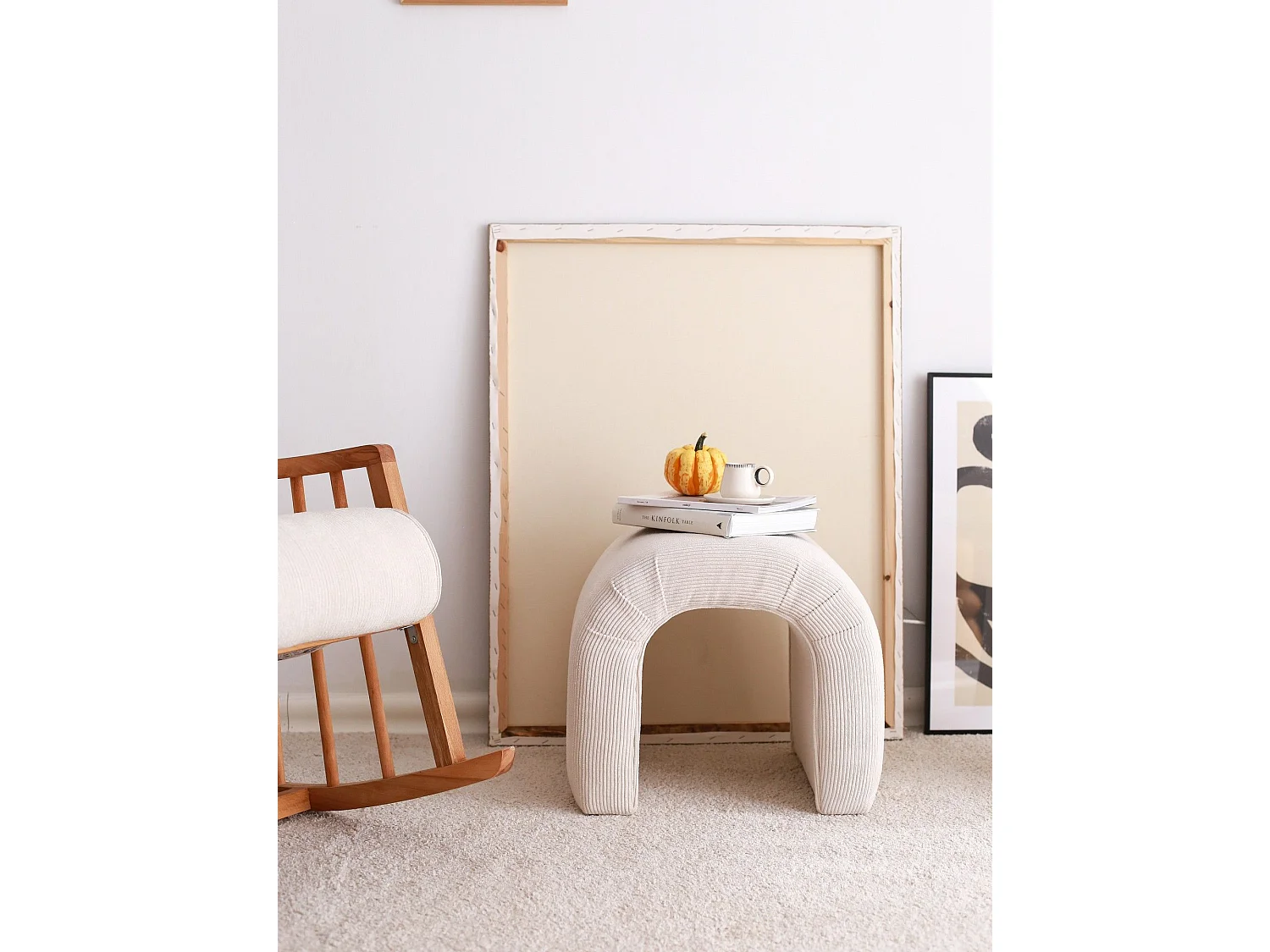 Puf Altadena 572, Blanco, 45x46x51cm, Tapiz