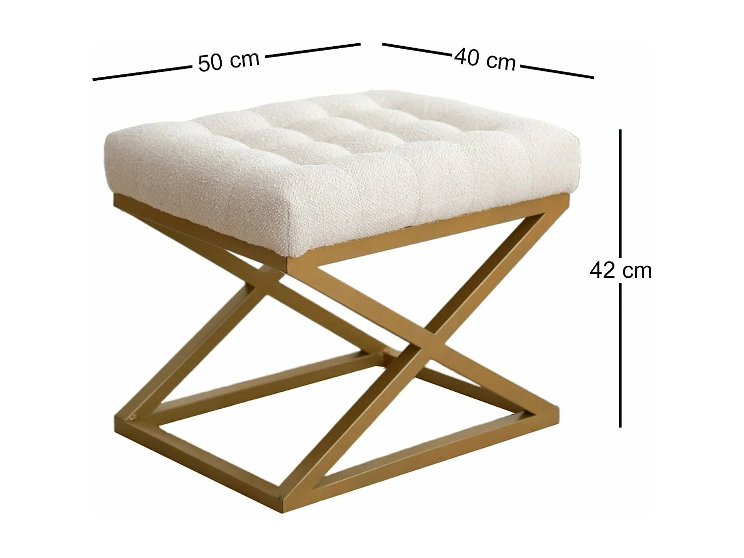 Pufe de Peluche Altin Capraz em Creme - Conforto e Estilo para Sua Casa