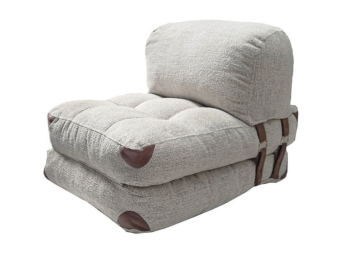 Elegante 1-zits slaapbank, grijze Teddy stof, 80 x 70 x 60 cm | 100% polyester, comfortabele hoogte van 24 cm, om te bouwen tot een bed van