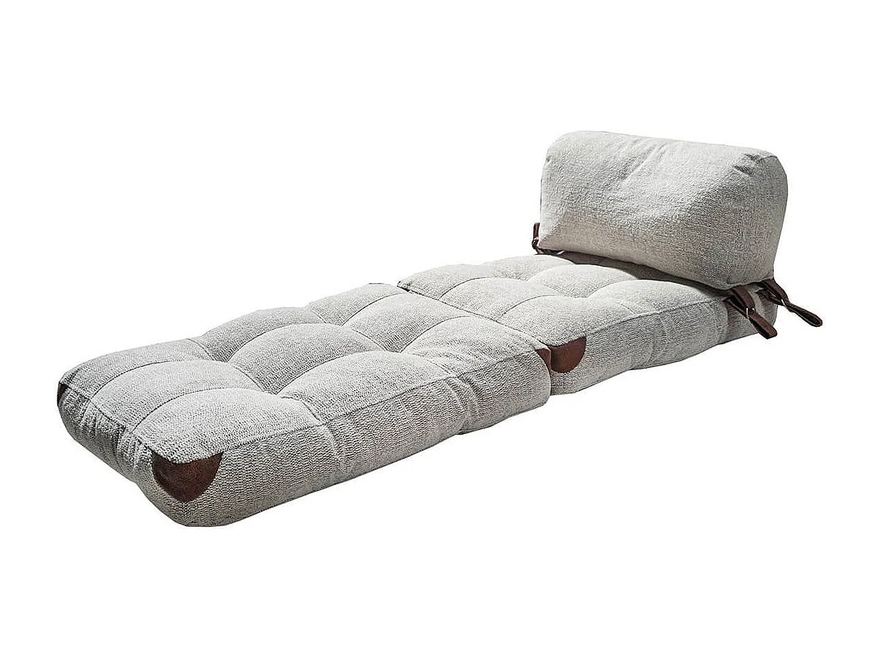 Elegante 1-zits slaapbank, grijze Teddy stof, 80 x 70 x 60 cm | 100% polyester, comfortabele hoogte van 24 cm, om te bouwen tot een bed van