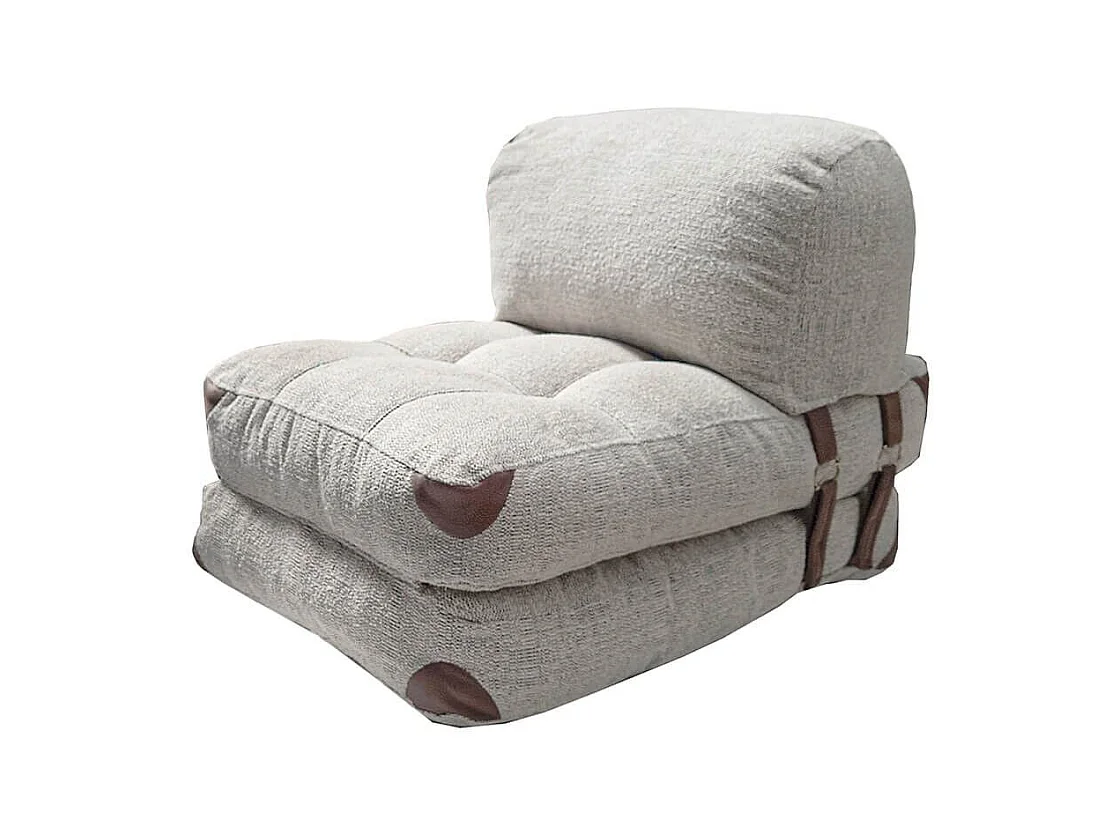 Chauffeuse 1 place convertible Ordila Tissu bouclette Gris clair