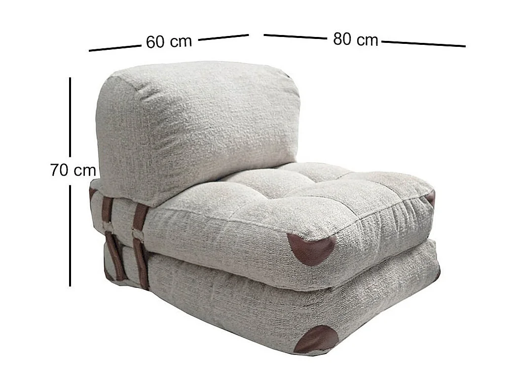 Eleganter 1-Sitzer-Schlafsessel, Stoff Teddy grau, 80 x 70 x 60 cm | 100 % Polyester, Komforthöhe von 24 cm, umbaubar in ein 160 cm breites