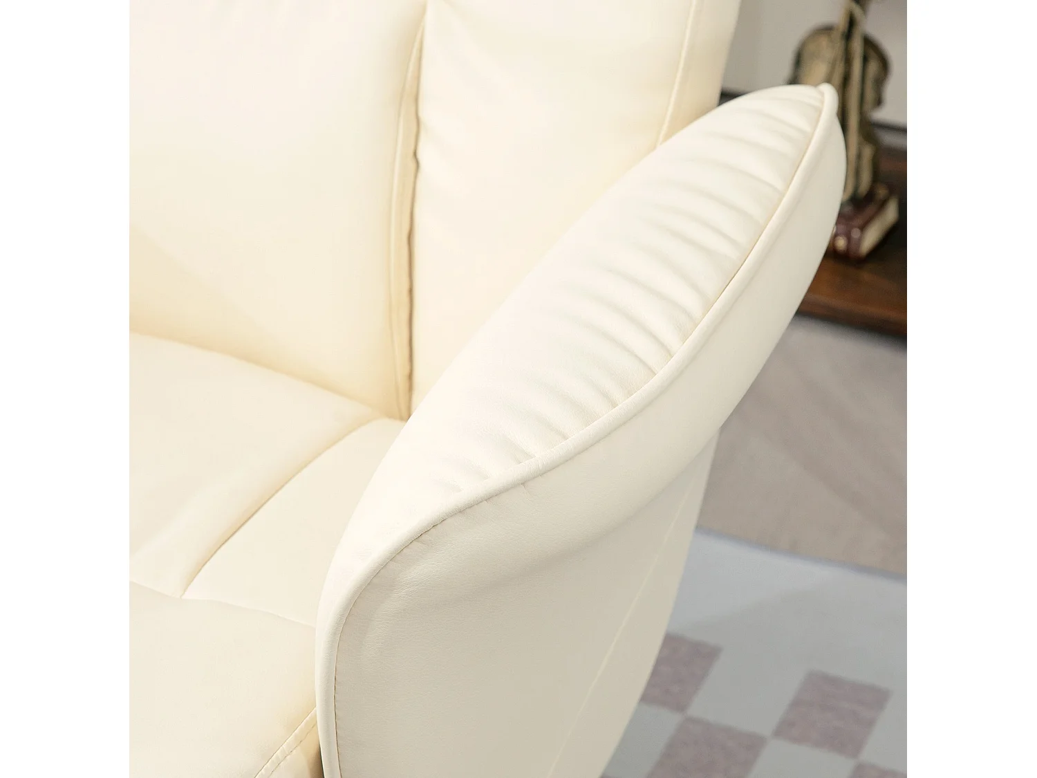 Poltrona Relax HOMCOM com Apoio para os Pés Reclinável até 145° e Giratória 360° em Creme