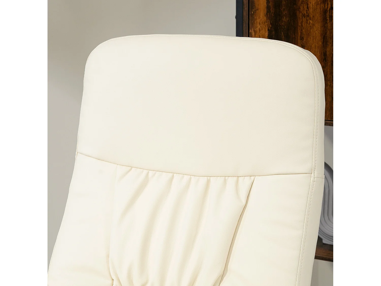 Poltrona Relax HOMCOM com Apoio para os Pés Reclinável até 145° e Giratória 360° em Creme