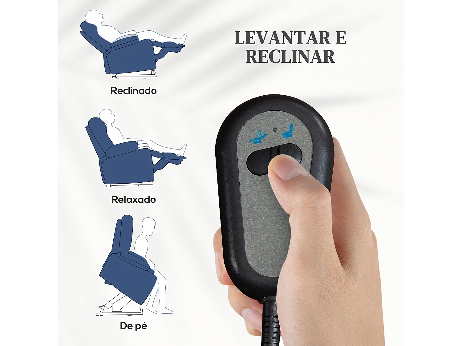 Poltrona Relax Reclinável Elétrica com Elevação Fjord - Conforto e Estilo em Azul