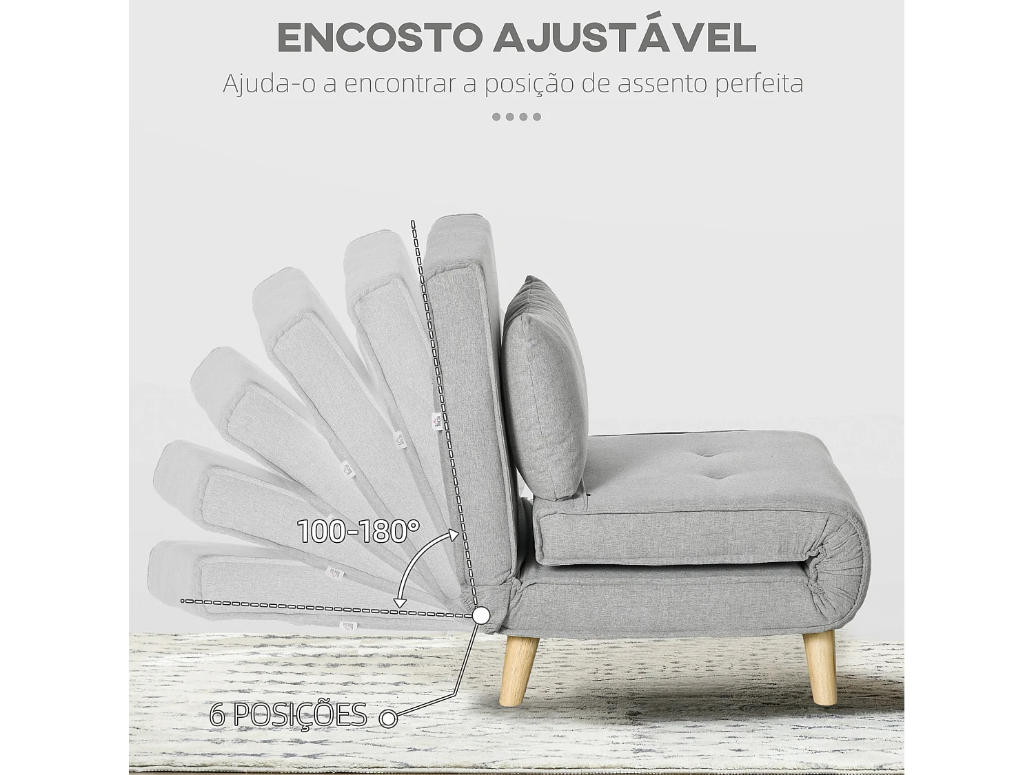 Sofá cama Martina Homcom respaldo ajustable 5 posiciones gris 79x72x78 cm