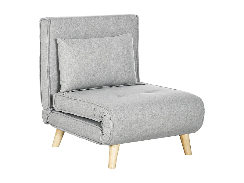 Poltrona Cama Lund: Sofá-Cama Dobrável Elegante em Cinzento Claro