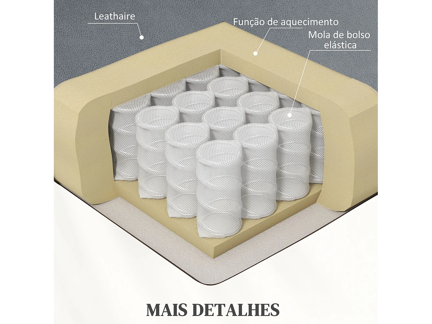 Sillón relax Leire Homcom eleva personas + masajeador + calefacción lumbar gris  103x90x95 cm