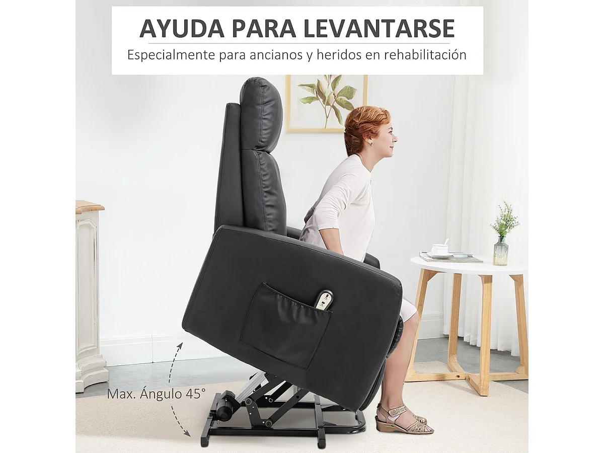 Poltrona Elétrica Reclinado a 145° com Controle Remoto para Idosos - HOMCOM