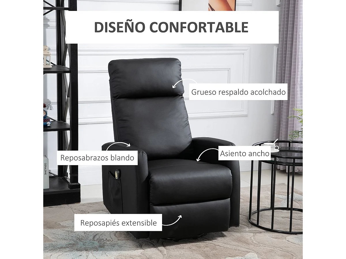 Poltrona Elétrica Reclinado a 145° com Controle Remoto para Idosos - HOMCOM