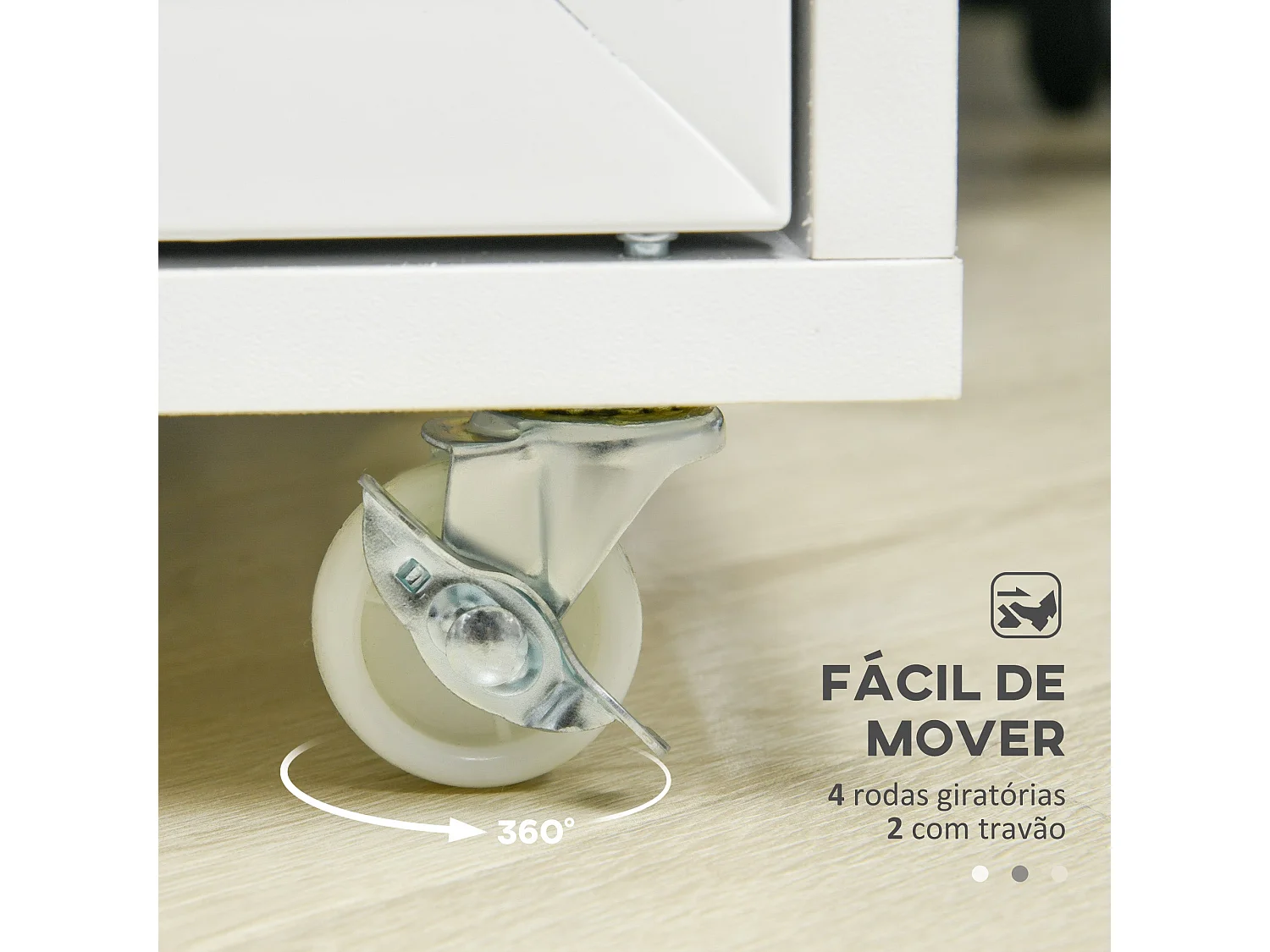 Vinsetto Bloco de Gavetas Móvel com Rodas e Porta de Metal para Arquivos A4 - Branco 38x38,5x55,5 cm