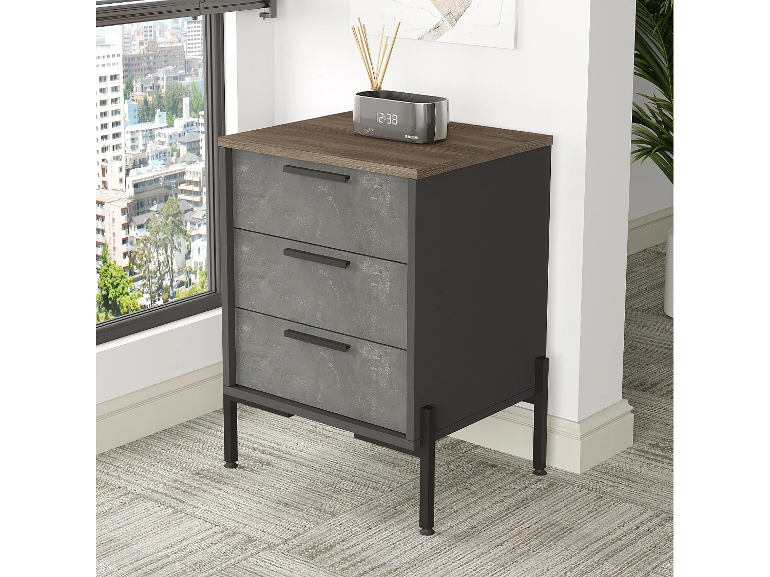 Cajonera VS3-CGA antracita gris marrón 54x44.5x70 cm